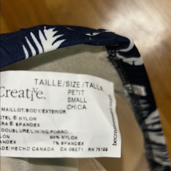 Blue and White Tropical One Piece Swimsuit - Picture 7 of 7